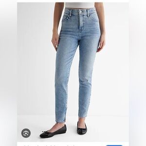 Express Zipper Ankle 90s Skinny High Rise Light Fade Women's Jeans 16L Raw Hem